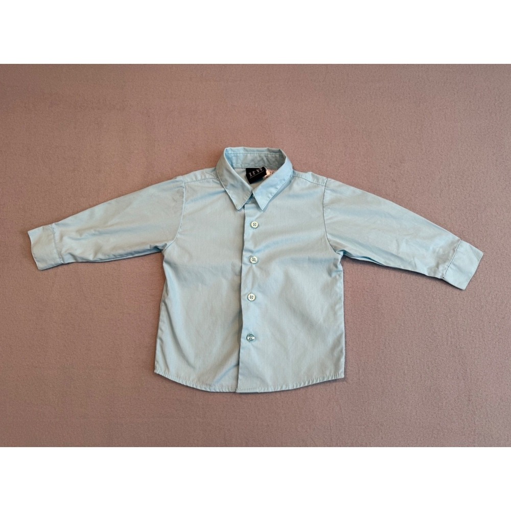 TFW Boys Light Teal Long Sleeve Dress Shirt Button Up B135175 Size 24M 2T